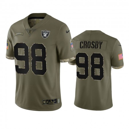 Miesten Las Vegas Raiders NFL Pelipaita Maxx Crosby 98 Olive 2022 Salute To Service Limited